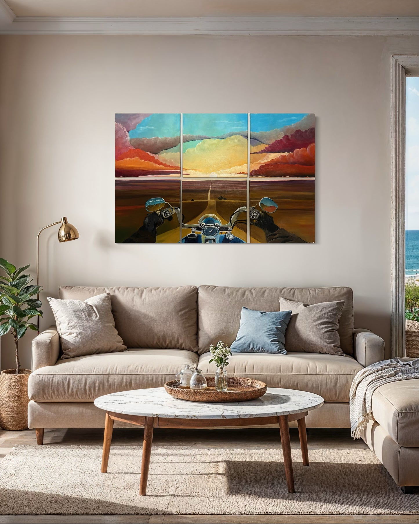 “JOURNEY” - Motorcycle Sunset Fine Art Oil Painting