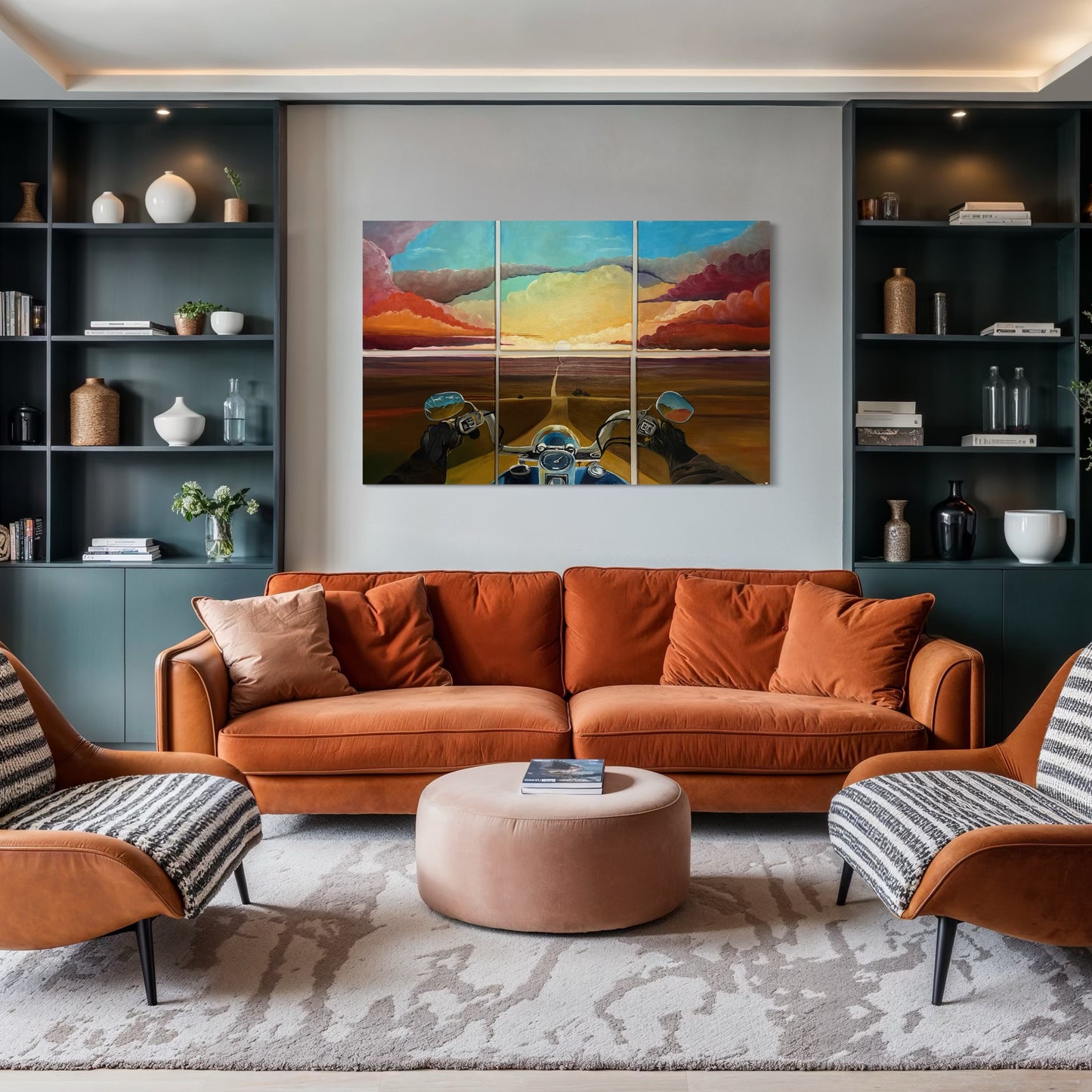 “JOURNEY” - Motorcycle Sunset Fine Art Oil Painting