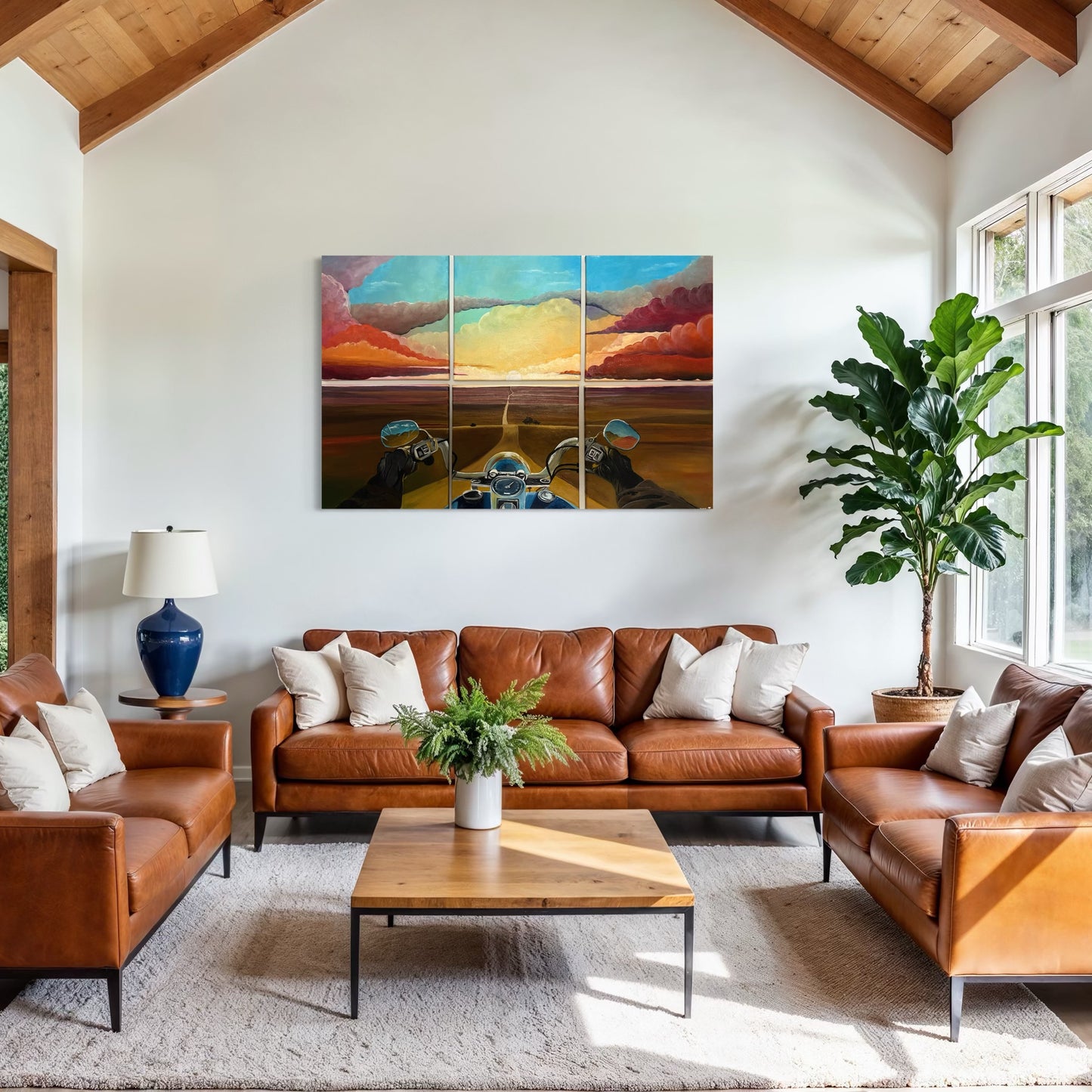 “JOURNEY” - Motorcycle Sunset Fine Art Oil Painting