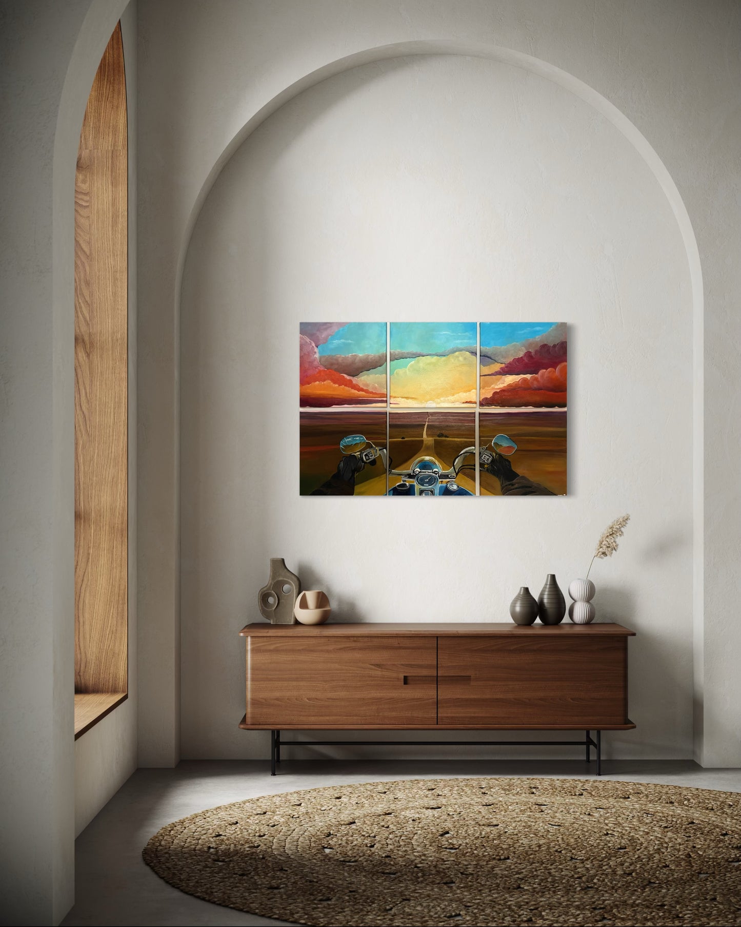 “JOURNEY” - Motorcycle Sunset Fine Art Oil Painting