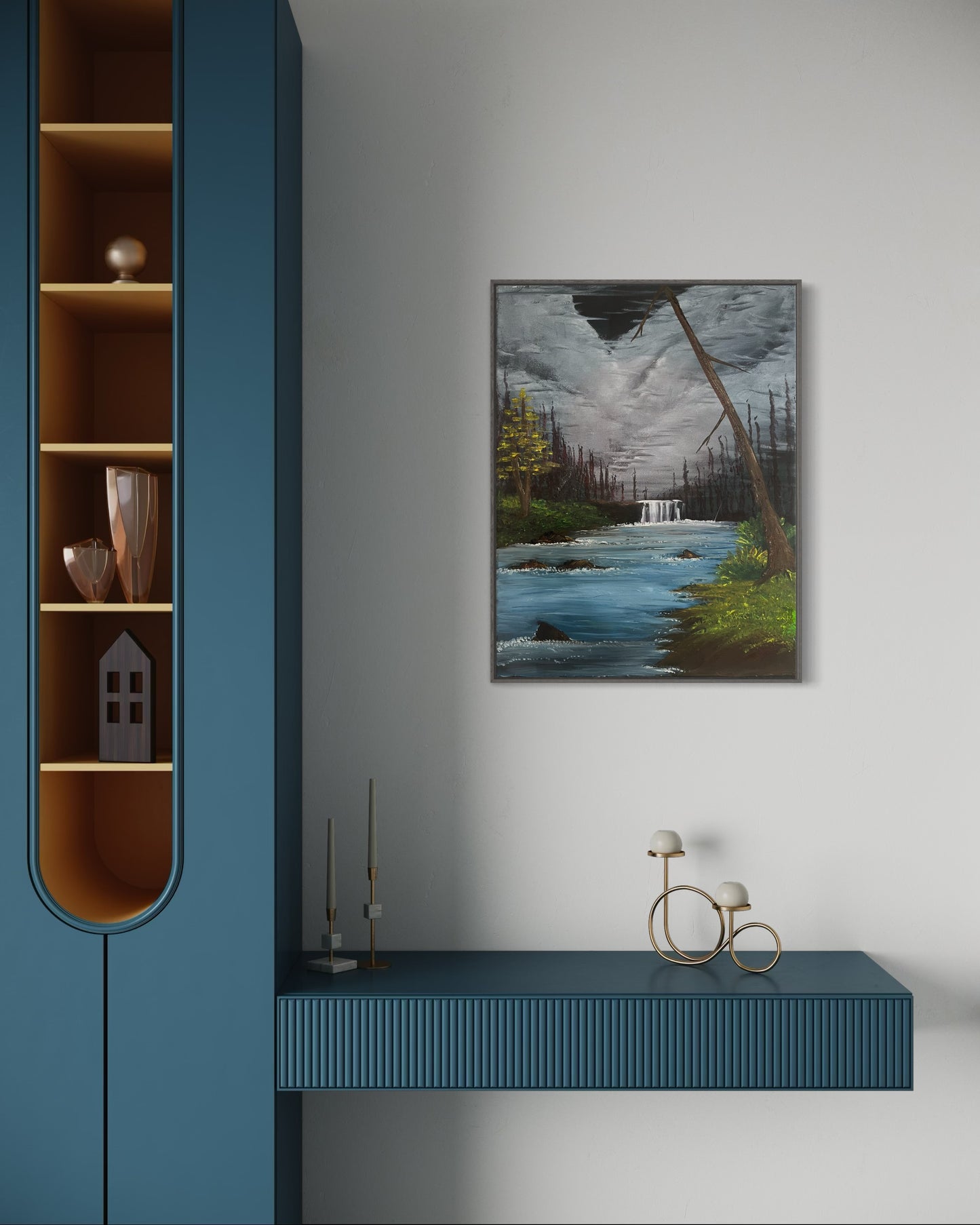 “LAZY RIVER” - Fine Art Oil Painting, Bob Ross Inspired