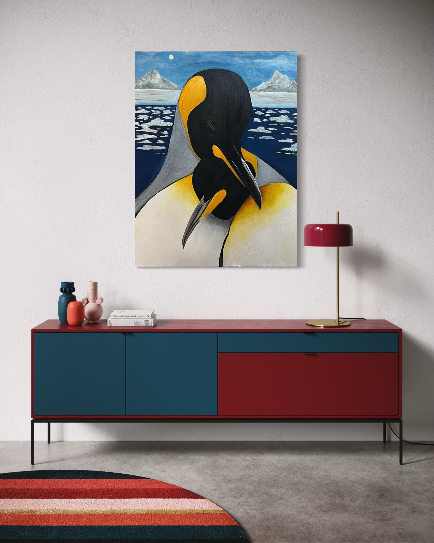 “COLD EMBRACE” - King Penguin Fine Art Oil Painting