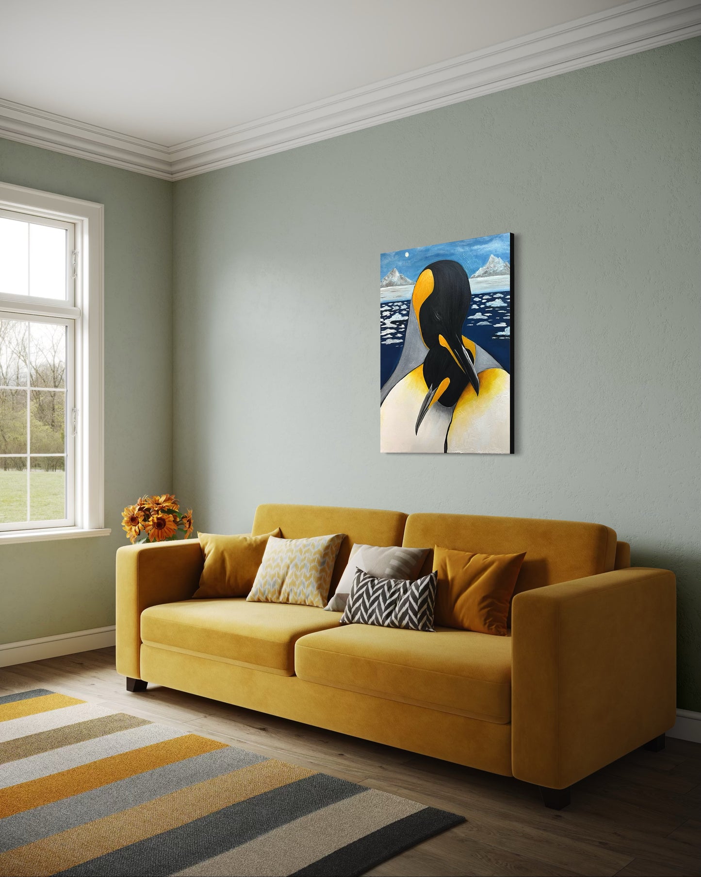 “COLD EMBRACE” - King Penguin Fine Art Oil Painting