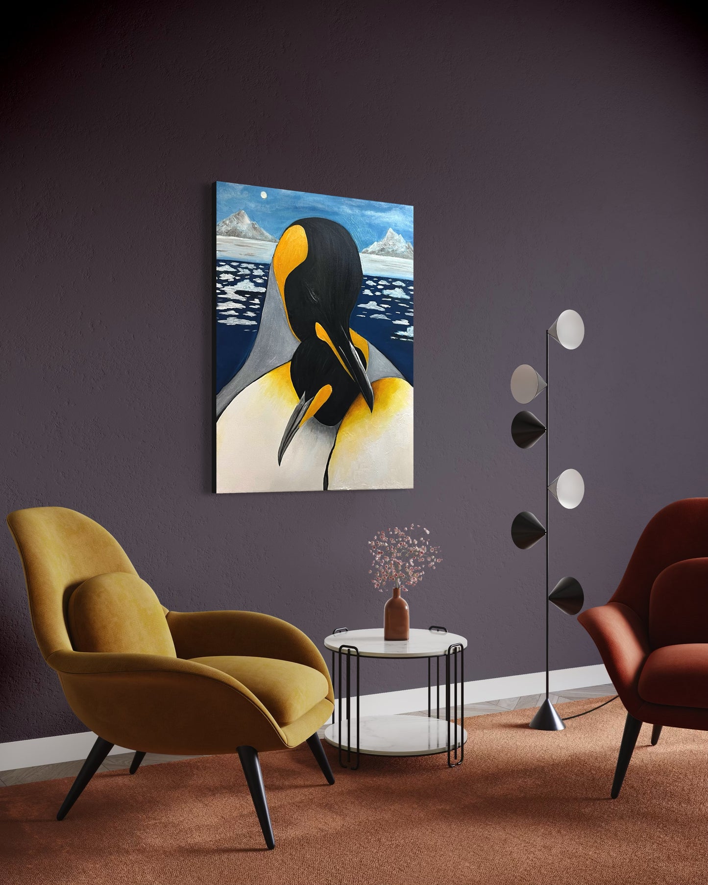 “COLD EMBRACE” - King Penguin Fine Art Oil Painting