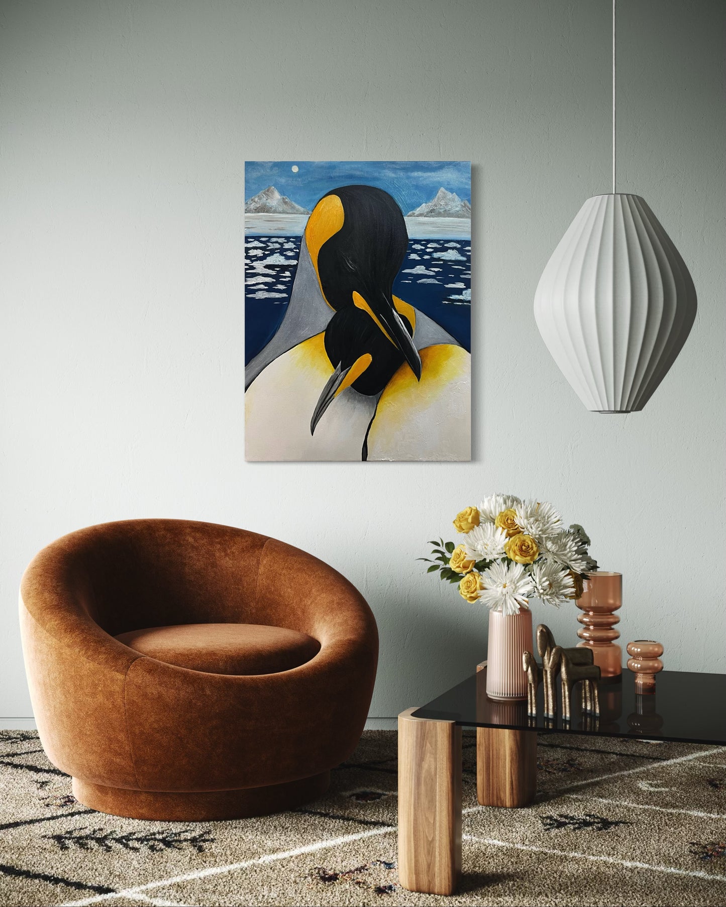 “COLD EMBRACE” - King Penguin Fine Art Oil Painting