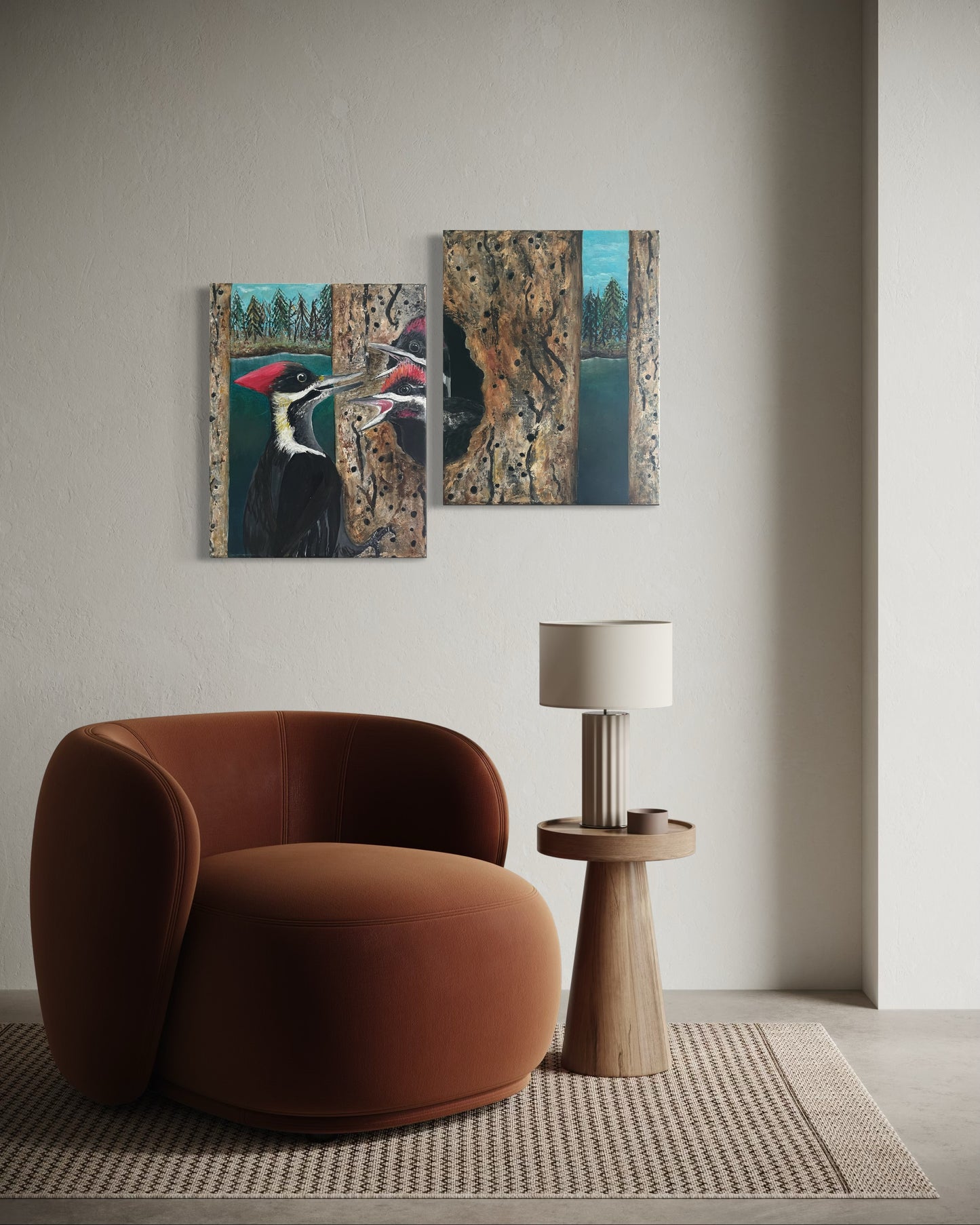 “TIMBER TALK” - Woodpeckers Fine Art Oil Painting