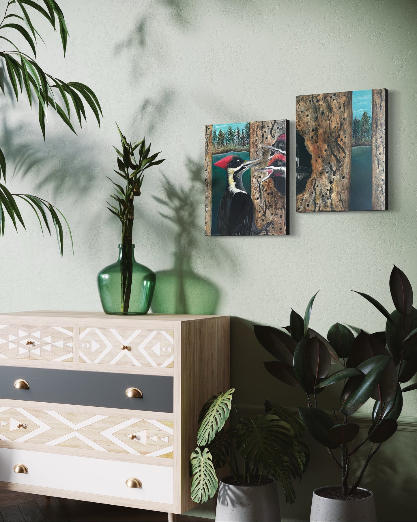 “TIMBER TALK” - Woodpeckers Fine Art Oil Painting