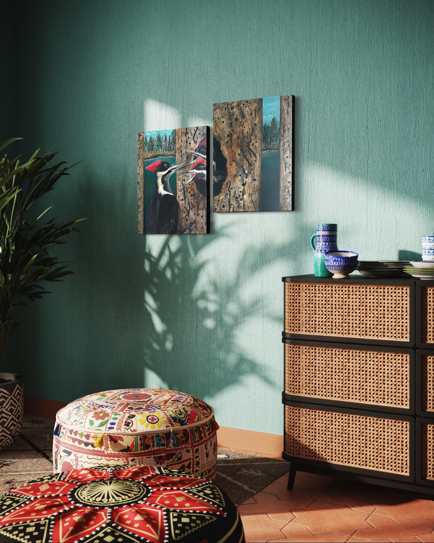 “TIMBER TALK” - Woodpeckers Fine Art Oil Painting