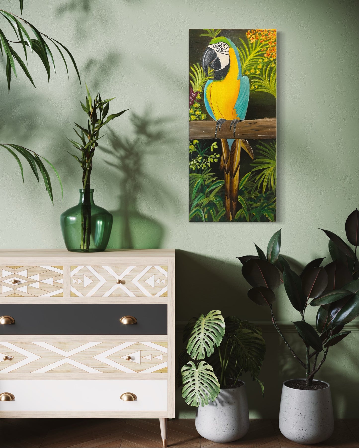 “Tropical Majesty” - Blue and Yellow Macaw Fine Art Oil Painting