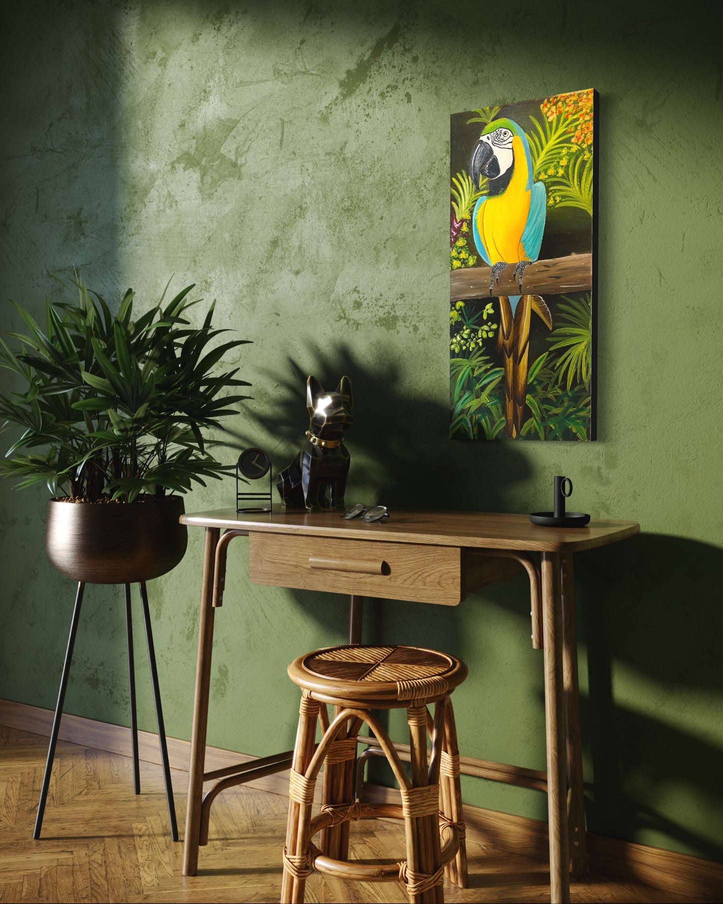 “Tropical Majesty” - Blue and Yellow Macaw Fine Art Oil Painting