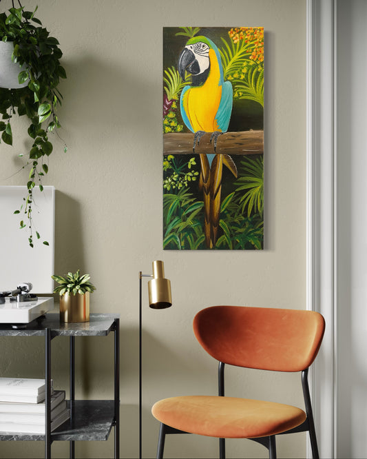 “Tropical Majesty” - Blue and Yellow Macaw Fine Art Oil Painting